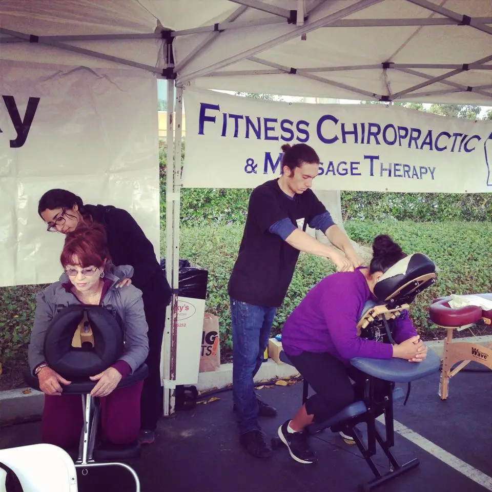 Free chair massages at a community event