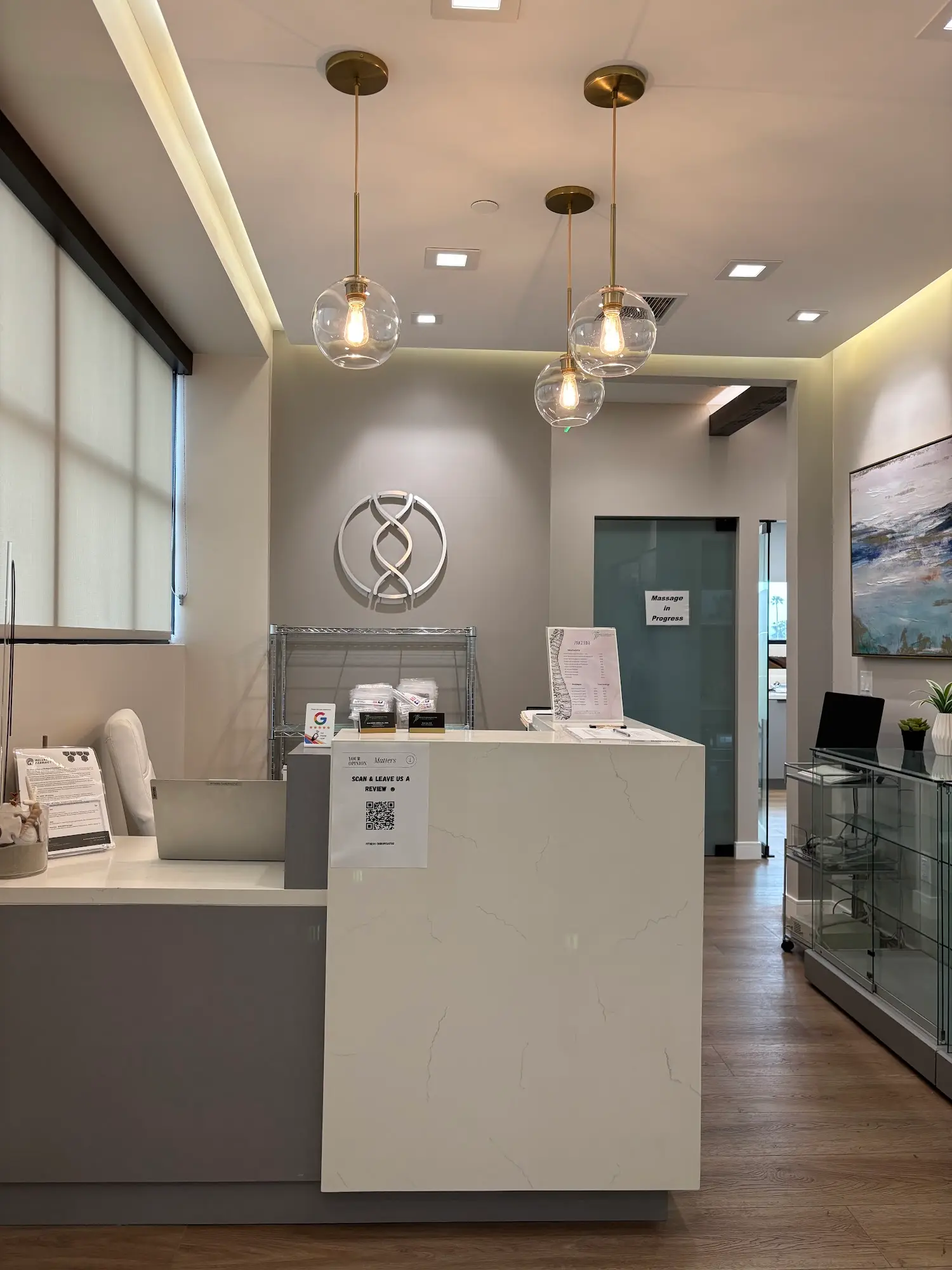 Modern reception area at the Los Alamitos clinic