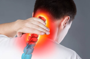 Man with neck pain needs chiropractic adjustment